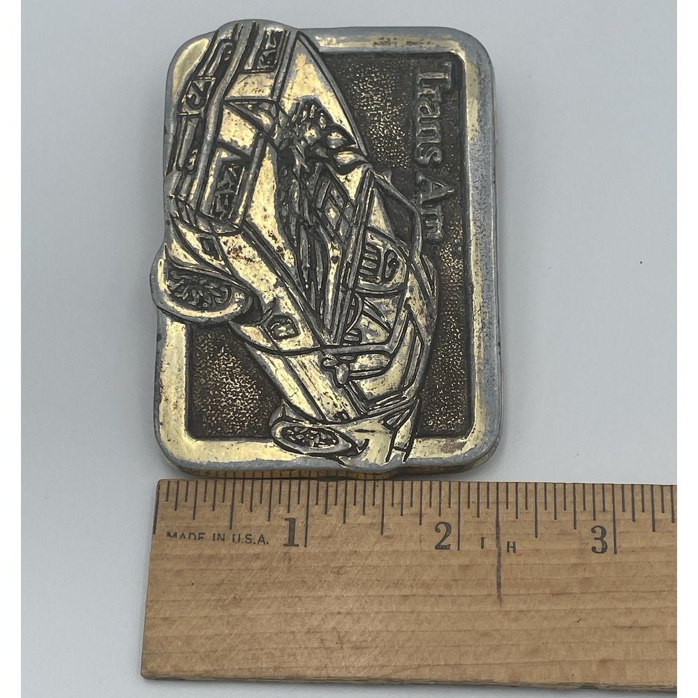Trans-Am Pontiac Firebird Muscle Car Collectors Vintage Brass Belt Buckle 123 - Picture 11 of 12